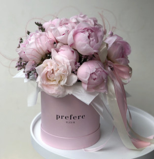 Peony in a hat box Pink