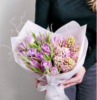 Tulips and hyacinths bouquet