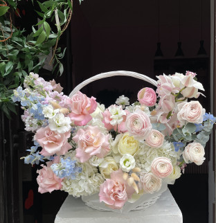 Basket with gentle flowers
