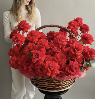 101  roses in a basket 