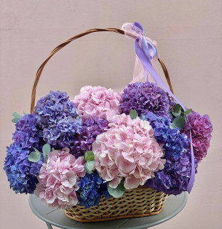 Hydrangeas in a basket