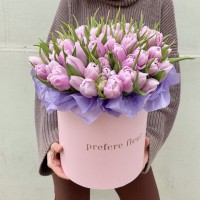 Tulips in a hat box Pink - M