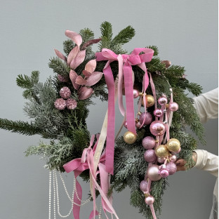 Vánoční věnec - růžový Vánoční věnec - růžový