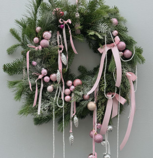 Vánoční věnec - růžový velky Vánoční věnec - růžový velky