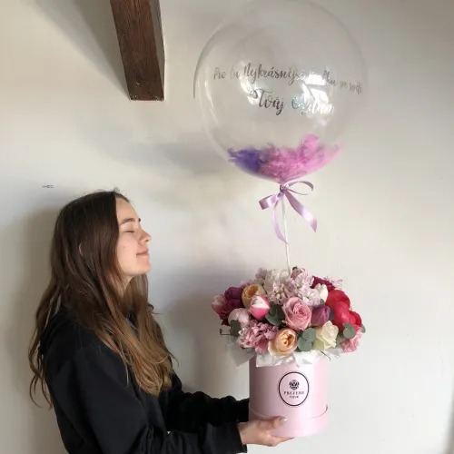 Art kytice s balonkem a vlastním nápisem Art kytice s balonkem a vlastním nápisem