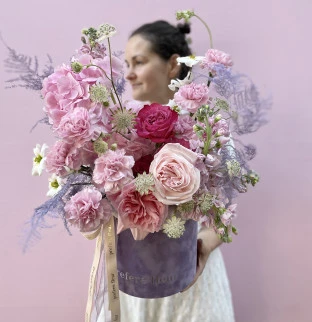 Art bouquet in a box «Summer rain»