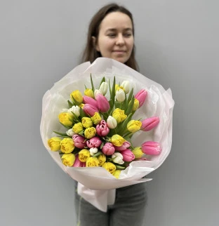 49 pink tulips