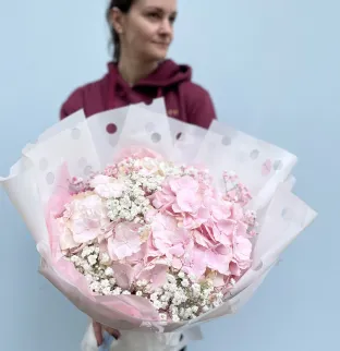 Hydrangeas and gypsophilia