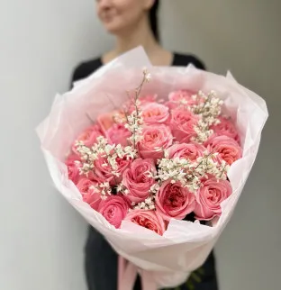 Peony roses Pink Expression and genestra