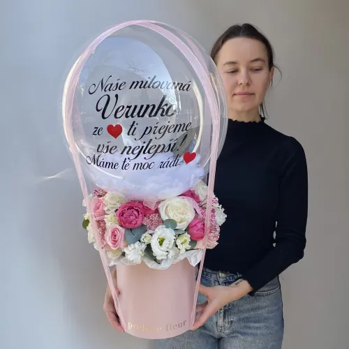 Art kytice s balonkem a vlastním nápisem Art kytice s balonkem a vlastním nápisem