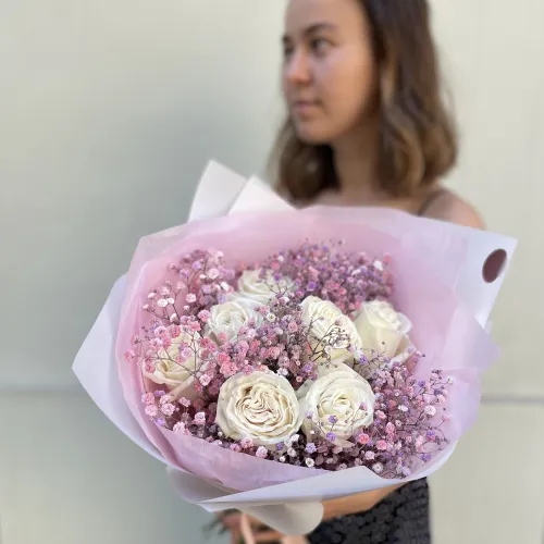Bouquet «Roses and gypsophila» Bouquet «Roses and gypsophila»
